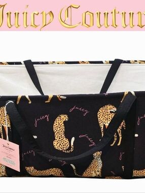 Juicy Couture Home ScriptLogo Leopard Storage Tote